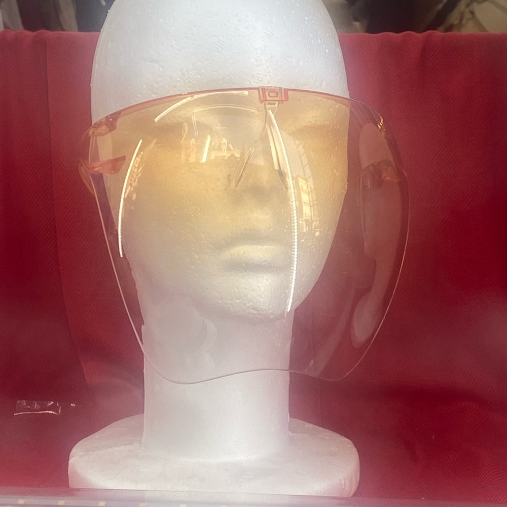 - Oversized peach shield visor sunglass…